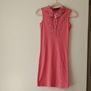 Elegant Pink Sleeveless Dress (Salmon Color)